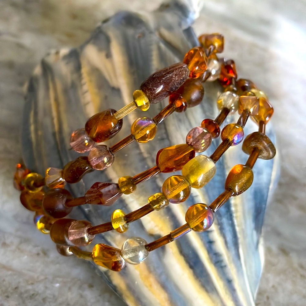 Handcrafted wire wrap beaded bracelet